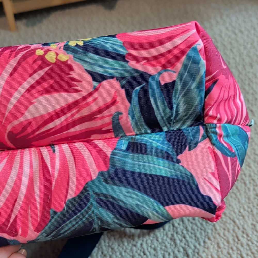 Steel Mill And Co, Tropical Pink Floral Ice Chest Tote Bag with Blue Straps - Picture 5 of 8